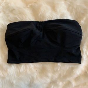 LNA black bandeau strapless bathing suit M